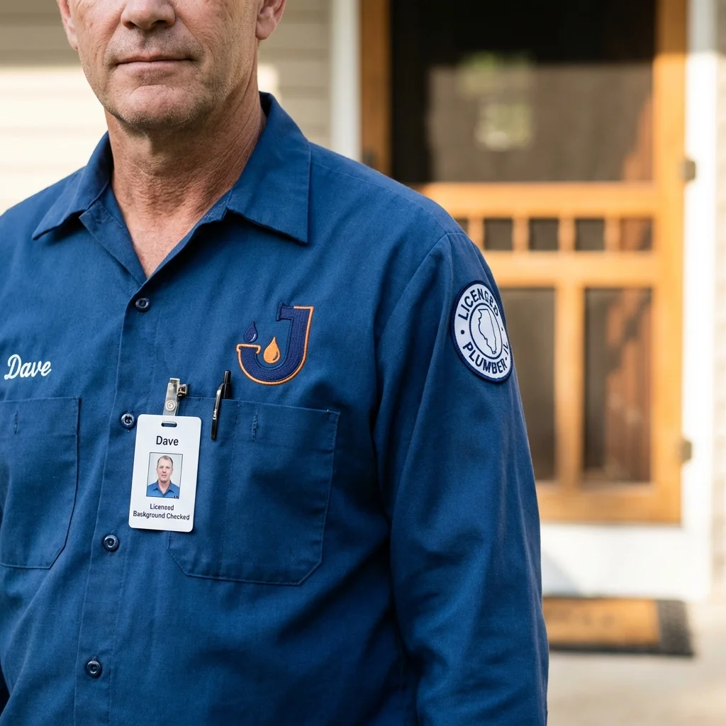 Licensed plumber showing ID badge in Inez, KY
