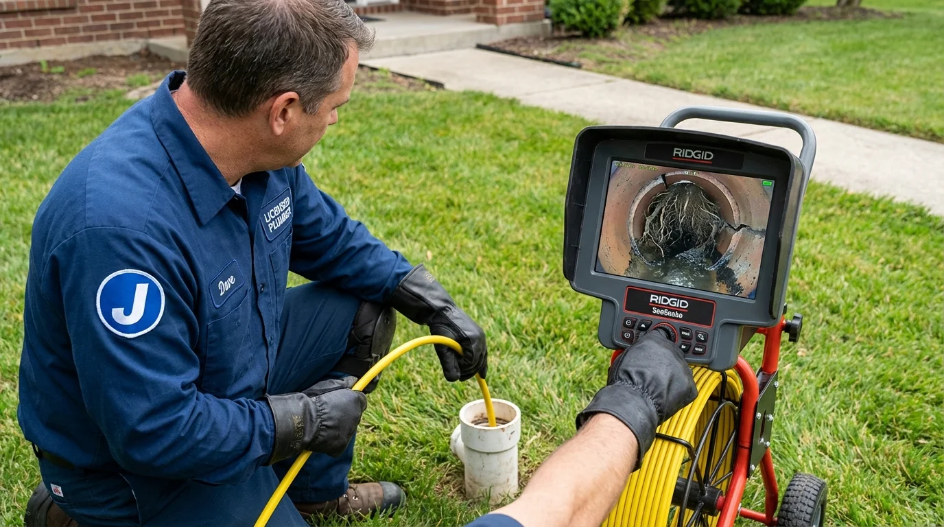 Sewer camera inspection being performed by Johns Plumbing LLC in Inez