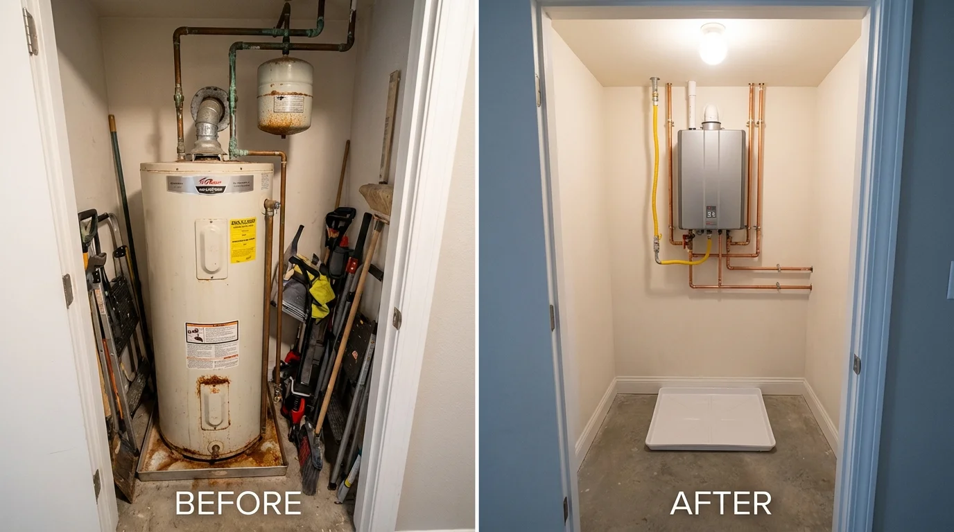 Tank water heater versus wall-mounted tankless unit comparison for Inez, KY homeowners