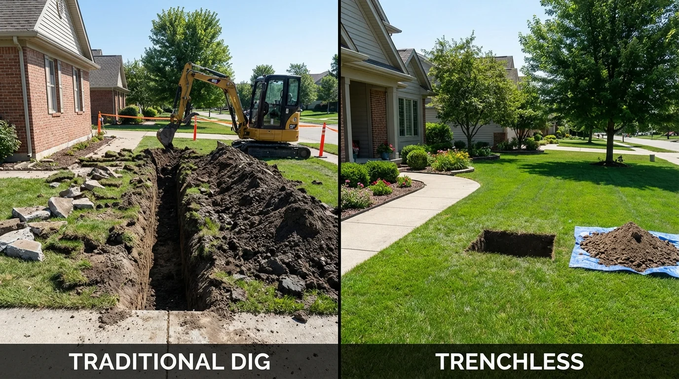 Trenchless sewer repair with minimal yard damage versus traditional excavation in Inez, KY